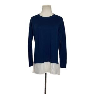 LOGO blue cream long sleeves faux overlay sweater size XS